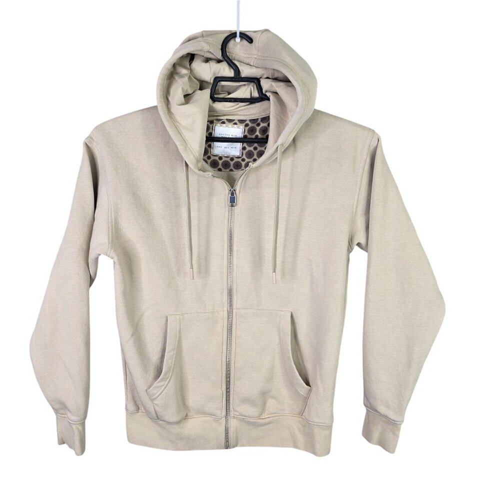 Mens Cactus Man Ricky Singh Beige Full Zip Hoodie Sweatshirt Cotton Blend Size S